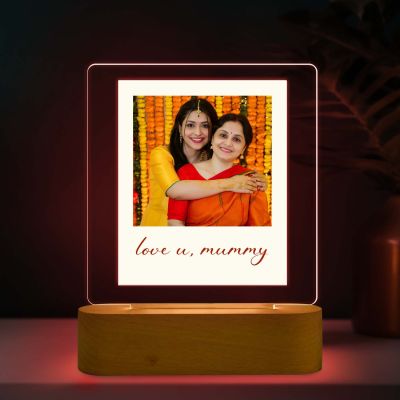 Personalized Led Photo Frame Lamp with Multicolored Light & Wooden Stand Birthday Gift for Mom from Daughter Mothers Day Gift Memorable Gift for Mom